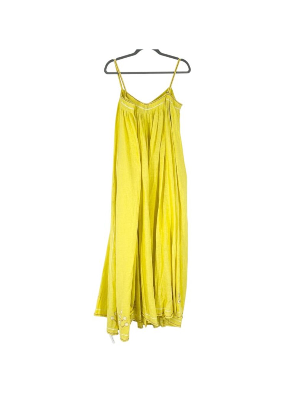 NWT Thierry Colson Zenobia Pintucked Embroidered Linen Maxi Dress - Picture 3 of 11